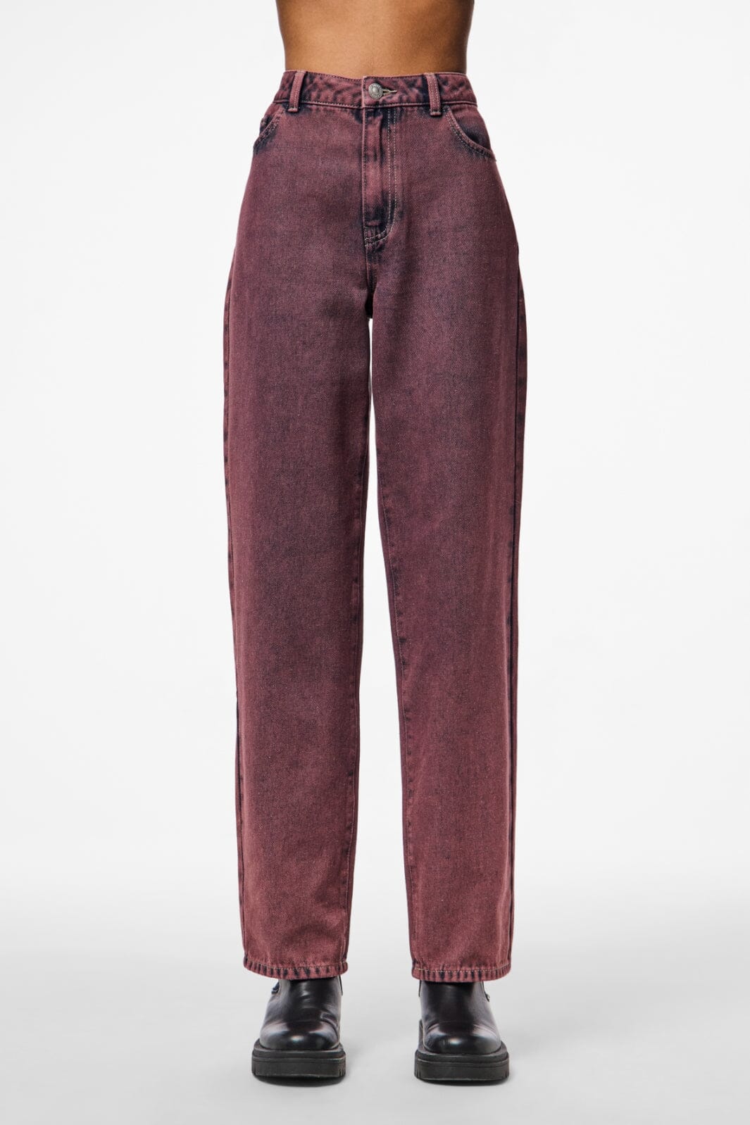 Pieces - Pcdria Straight Denim Pants - 4822816 Tawny Port Washed