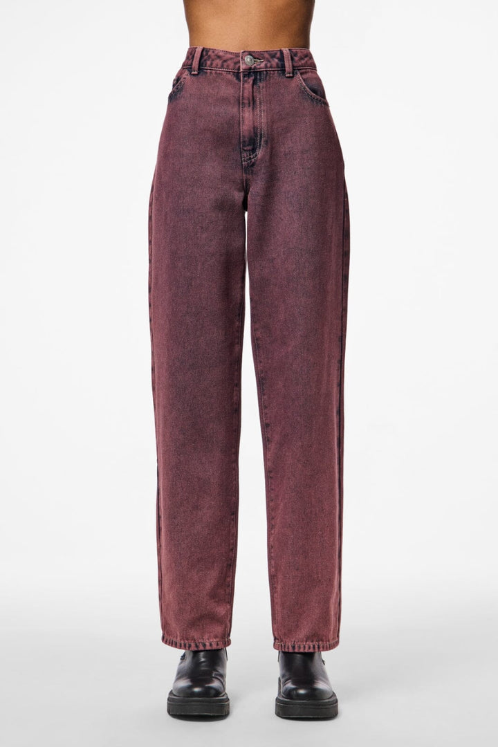 Pieces - Pcdria Straight Denim Pants - 4822816 Tawny Port Washed