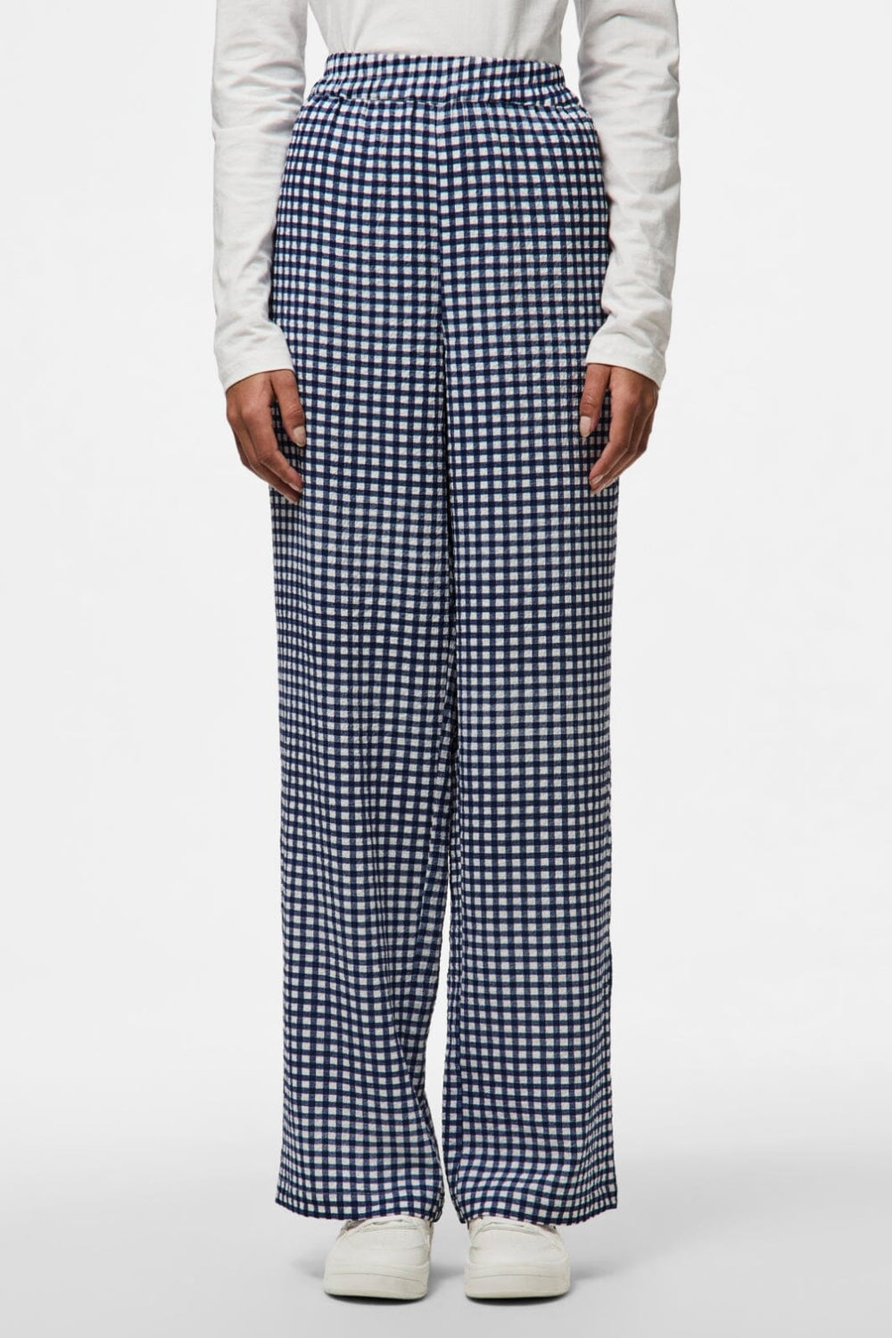 Pieces - Pcdullie Wide Pants Fsy - 4839787 Maritime Blue White Bukser 