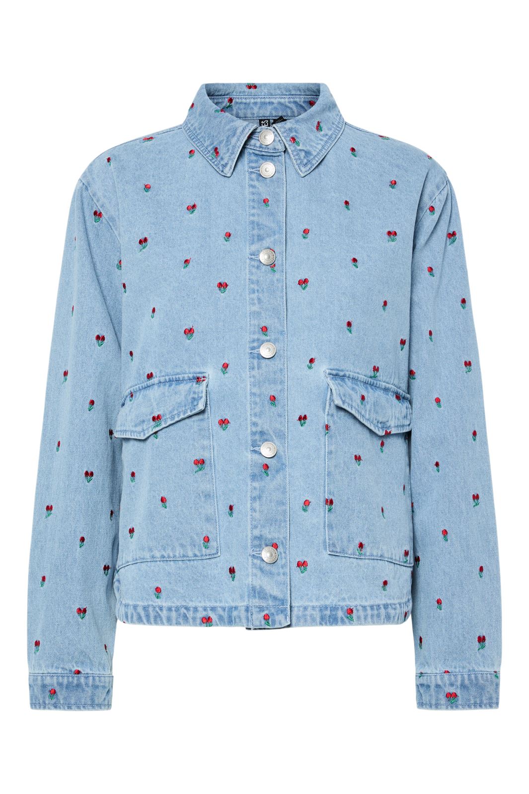 Pieces - Pcfreia Ls Denim Shirt Fsy - 4925857 Light Blue Denim Tulips