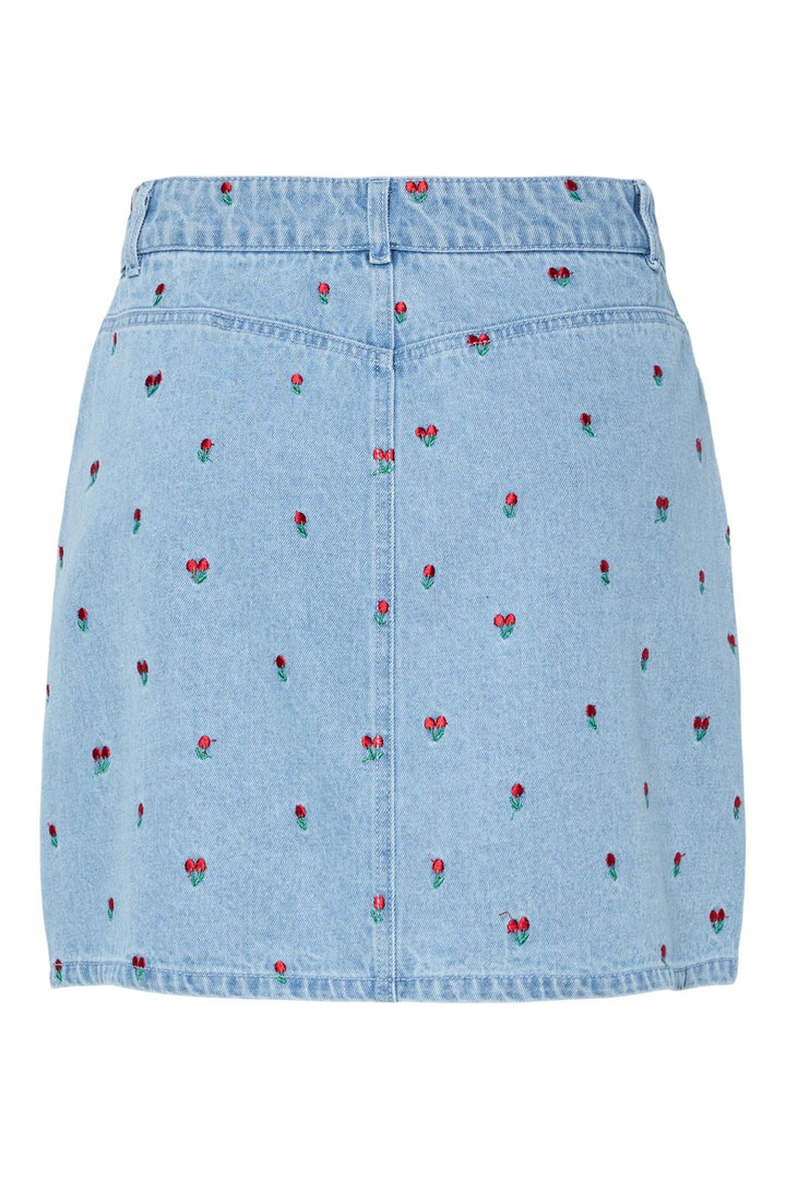 Pieces - Pcfreia Short Denim Skirt Fsy - 4925858 Light Blue Denim Tulips