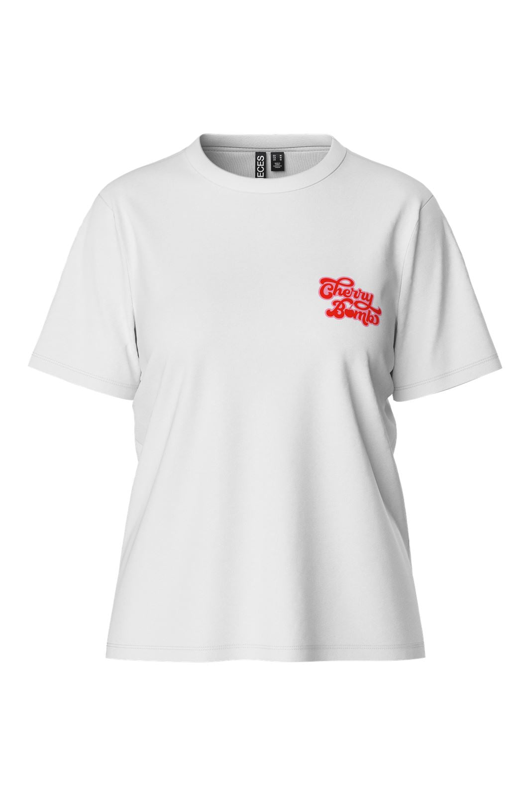 Pieces - Pcgabbi T-Shirt - 4701821 Bright White Cherry Bomb