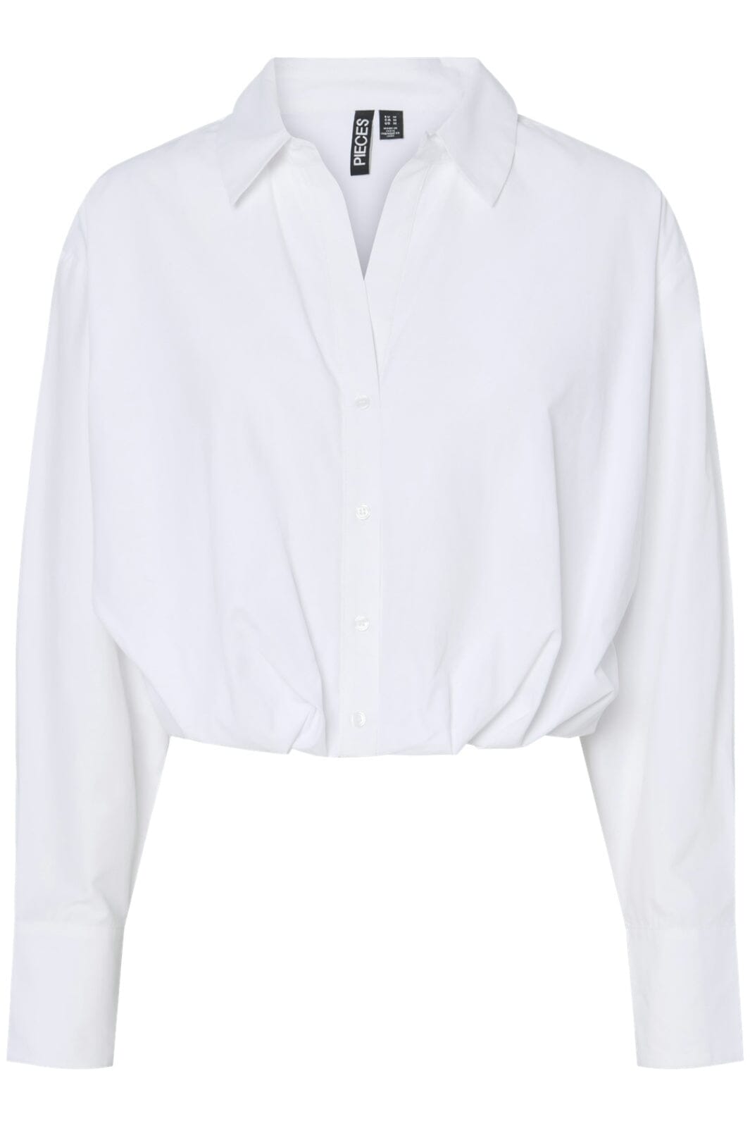 Pieces - Pcgemma Ls Cropped Shirt Jit - 4724472 Bright White Skjorter 