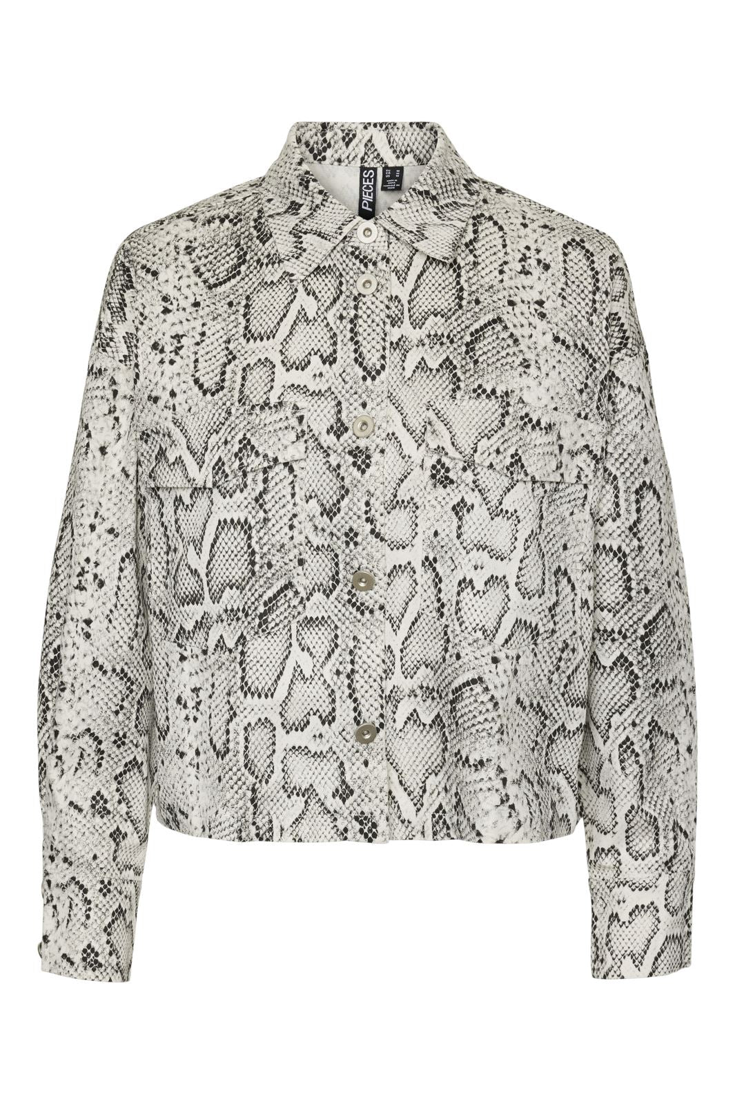 Pieces - Pcjessica Ls Shirt Jit - 4640730 Bright White Snake Print