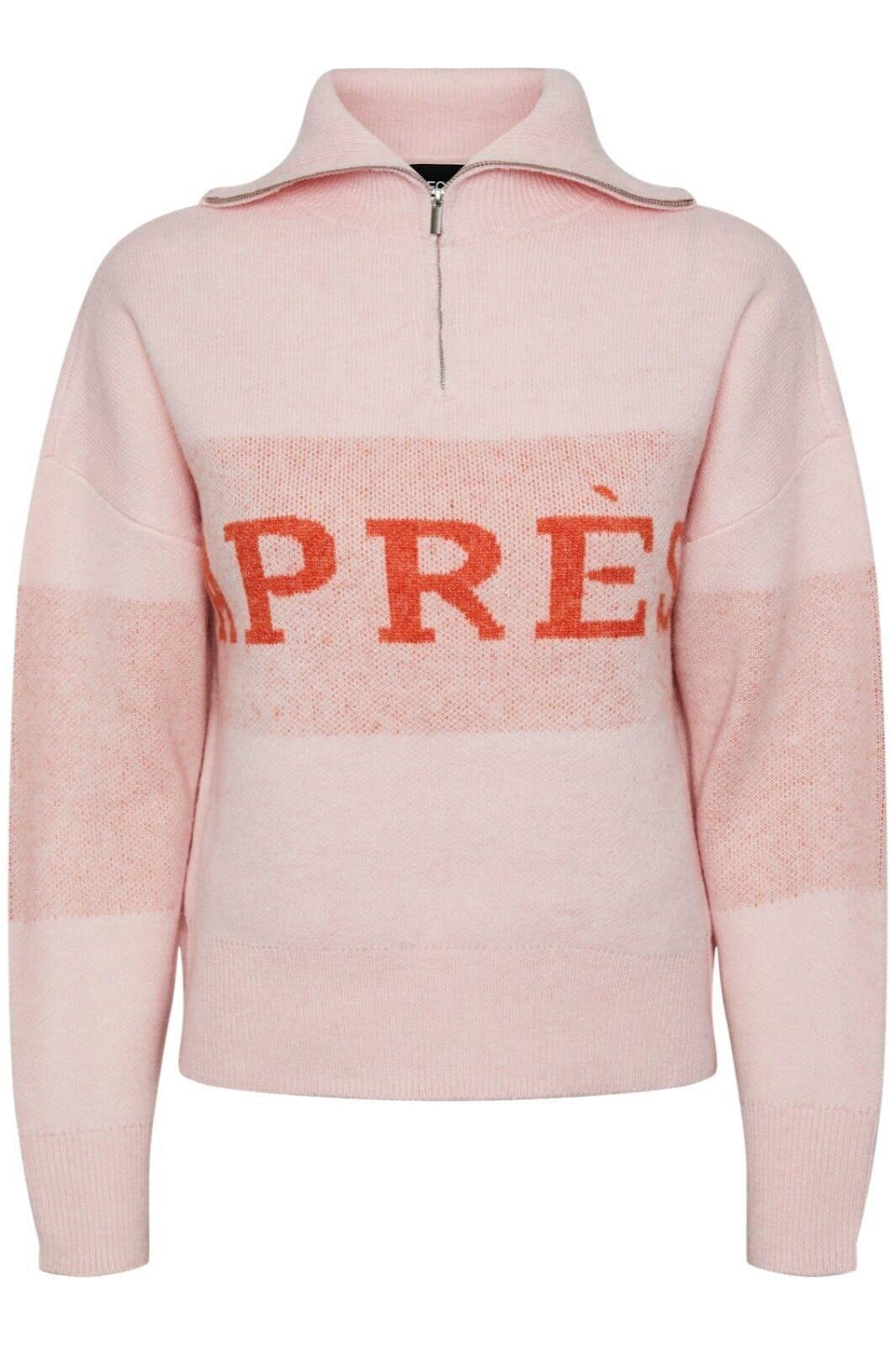 Pieces - Pcjordan Ls Half Zip Knit - 4311876 Rose Shadow Red Clay Strikbluser 