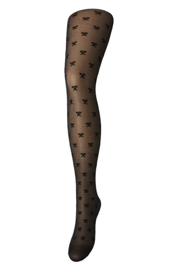 Pieces - Pcjua Bow Tights - 4377917 Black Bows All Over