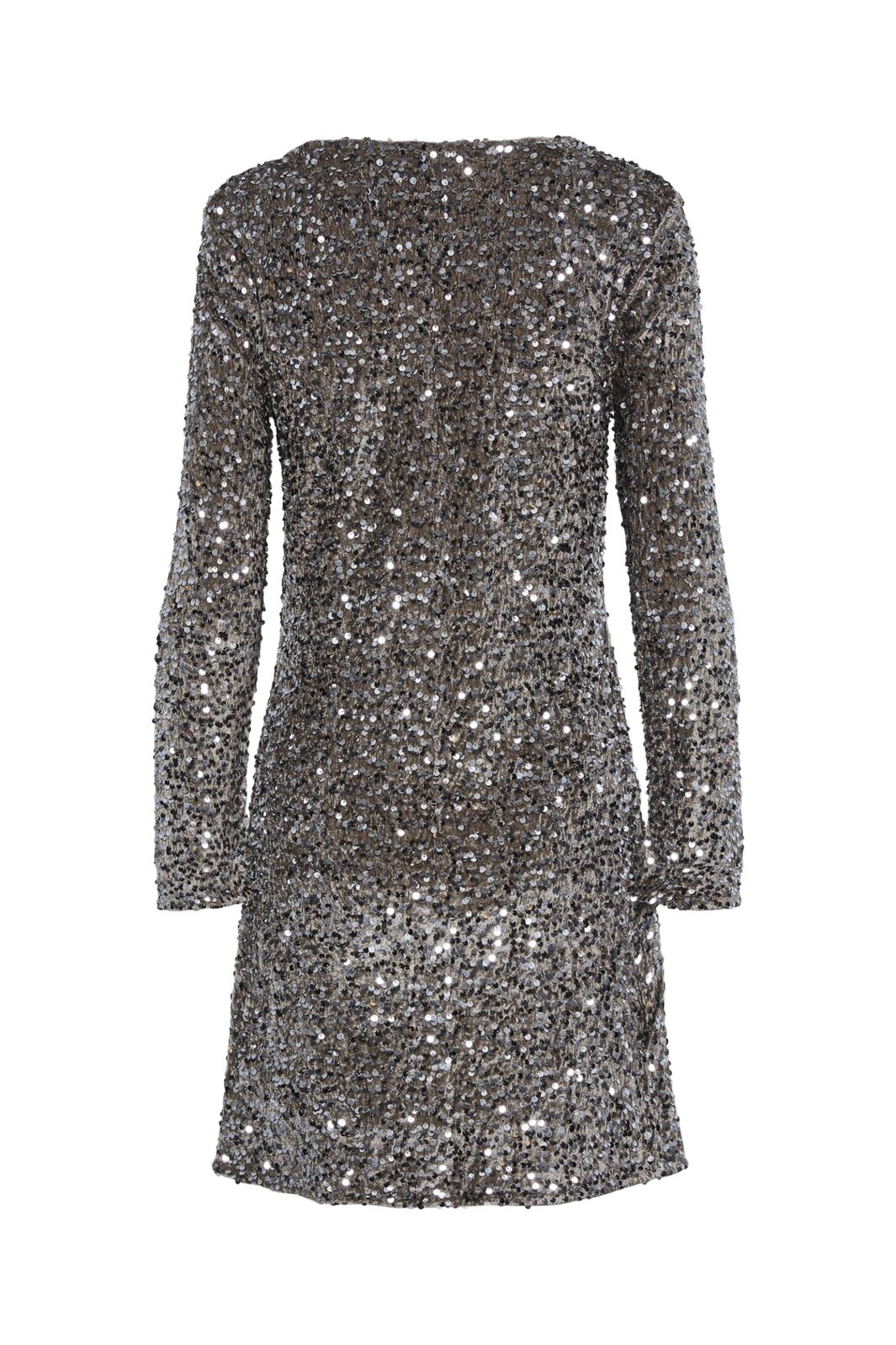 Pieces - Pckam Ls New Dress - 4641538 Morel Silver Sequins