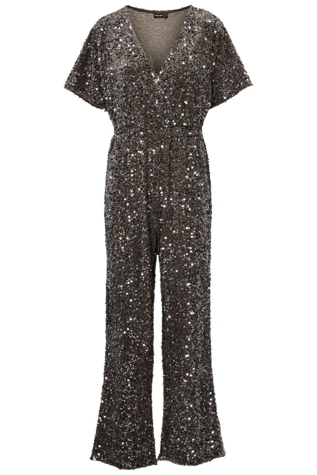 Pieces - Pckam Ss Jumpsuit - 4641546 Morel Silver Sequins Buksedragter 