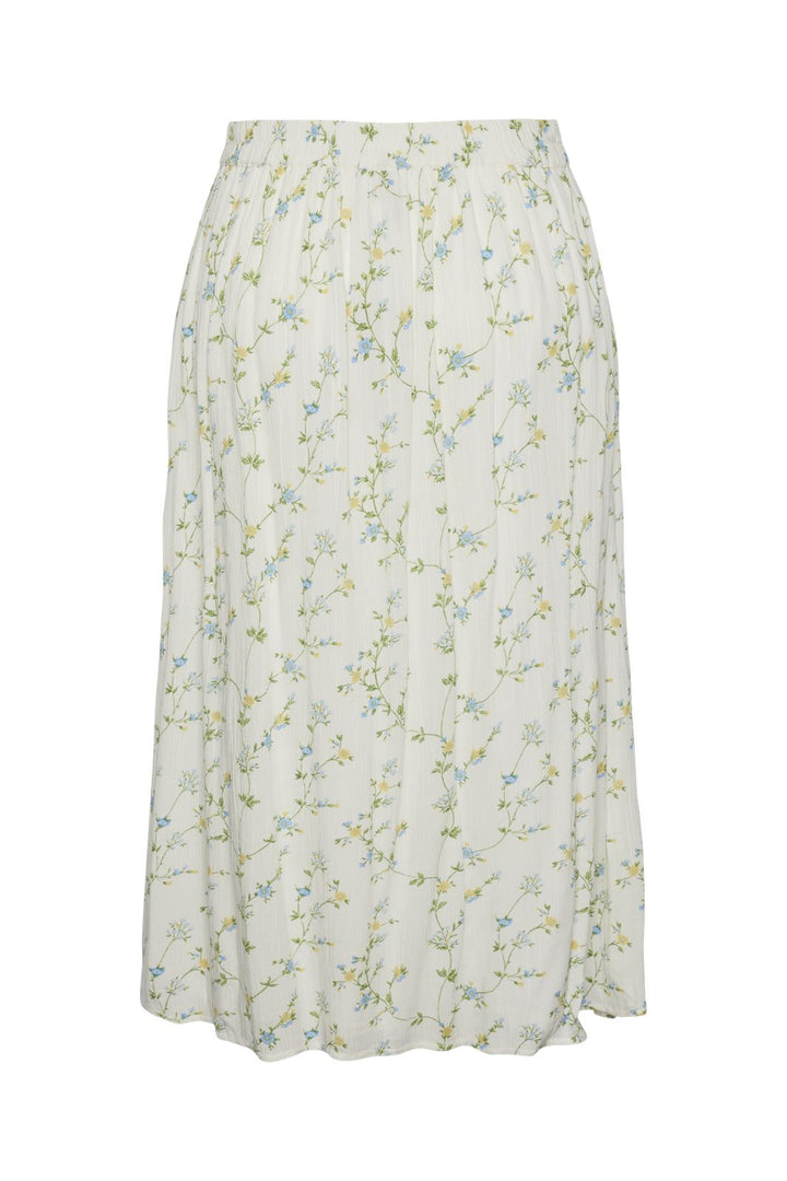 Pieces - Pckary Long Skirt - 4523683 Cloud Dancer Flower Field