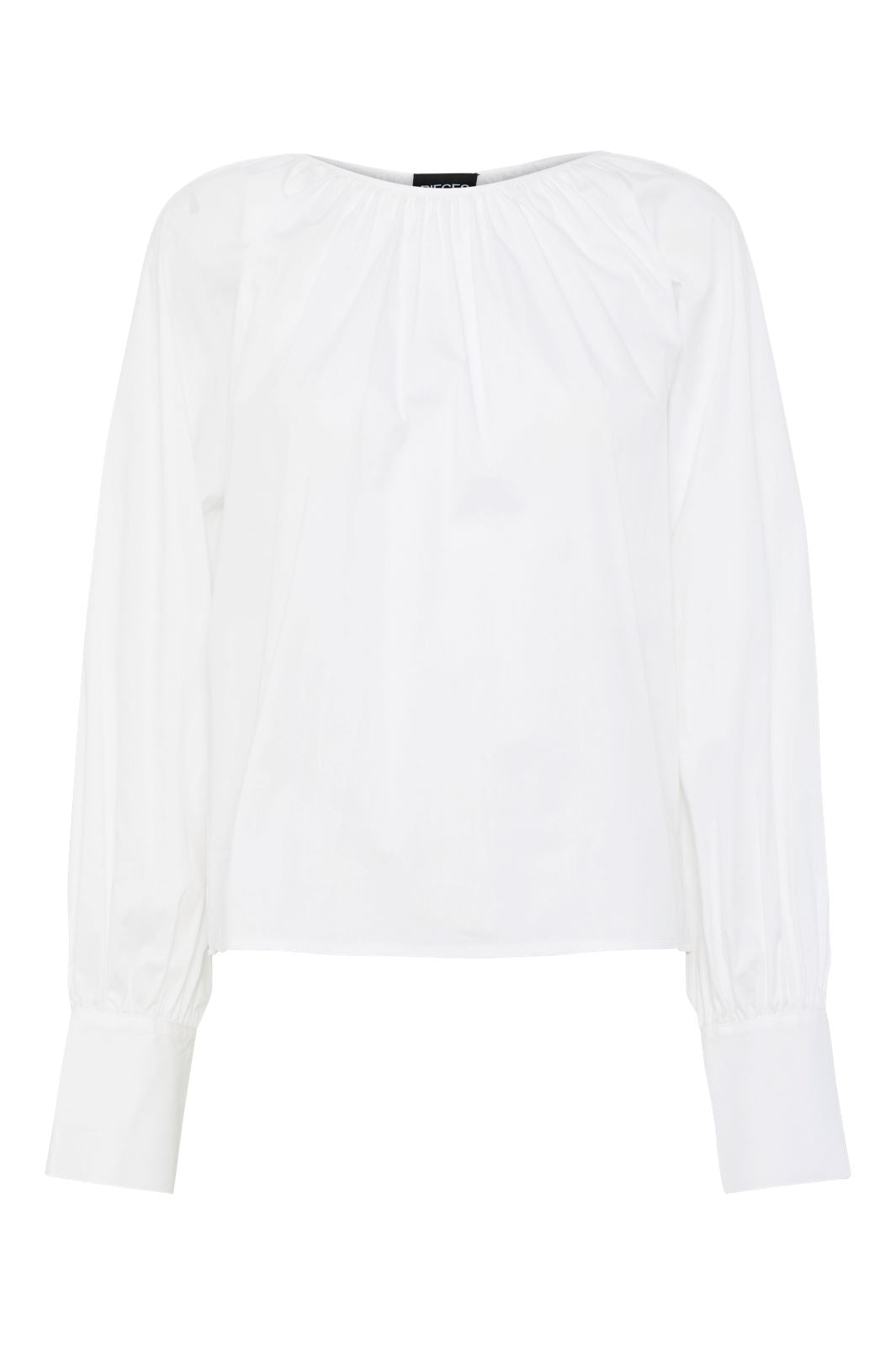 Pieces - Pcliliana Ls Boat Neck Bow Top - 4684148 Bright White