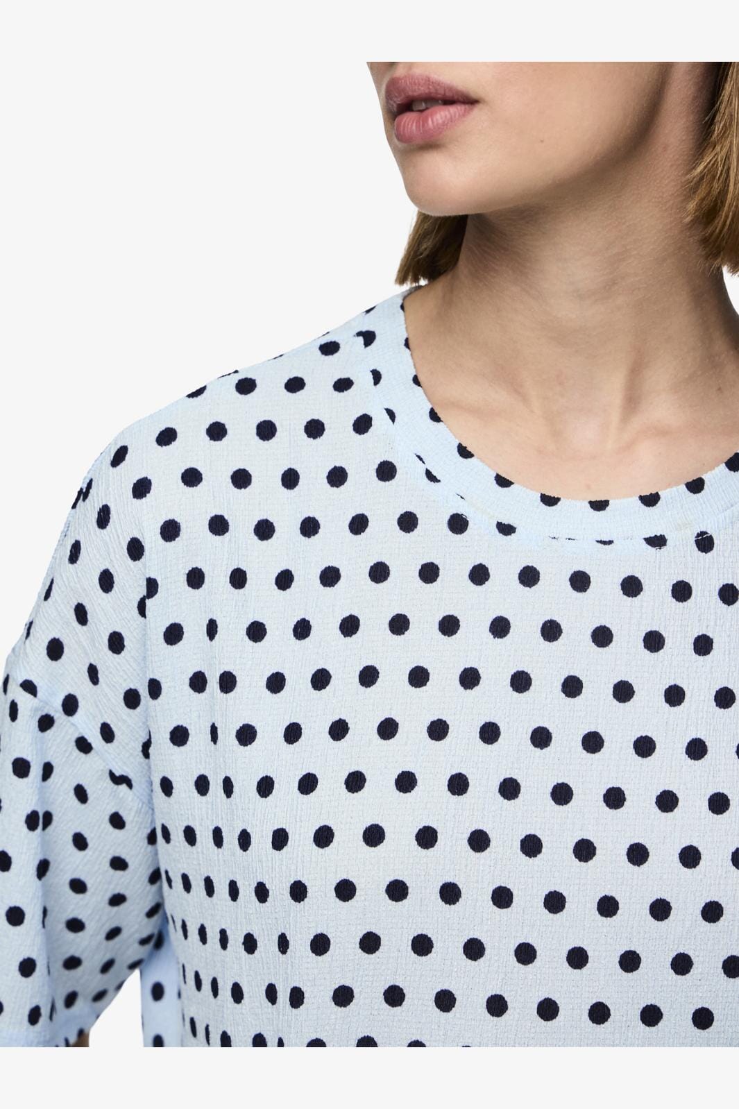 Pieces - Pcluna Ss Oversize Tee Sa - 4494488 Nantucket Breeze Dots