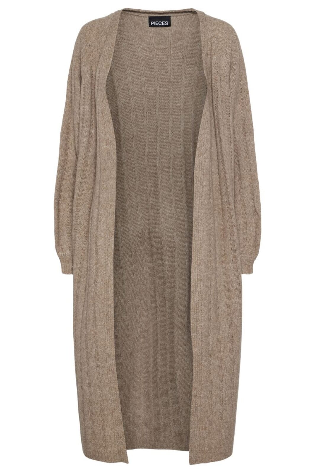 Pieces - Pcmaggy Ls Long Knit Cardigan - 4542715 Taupe Gray