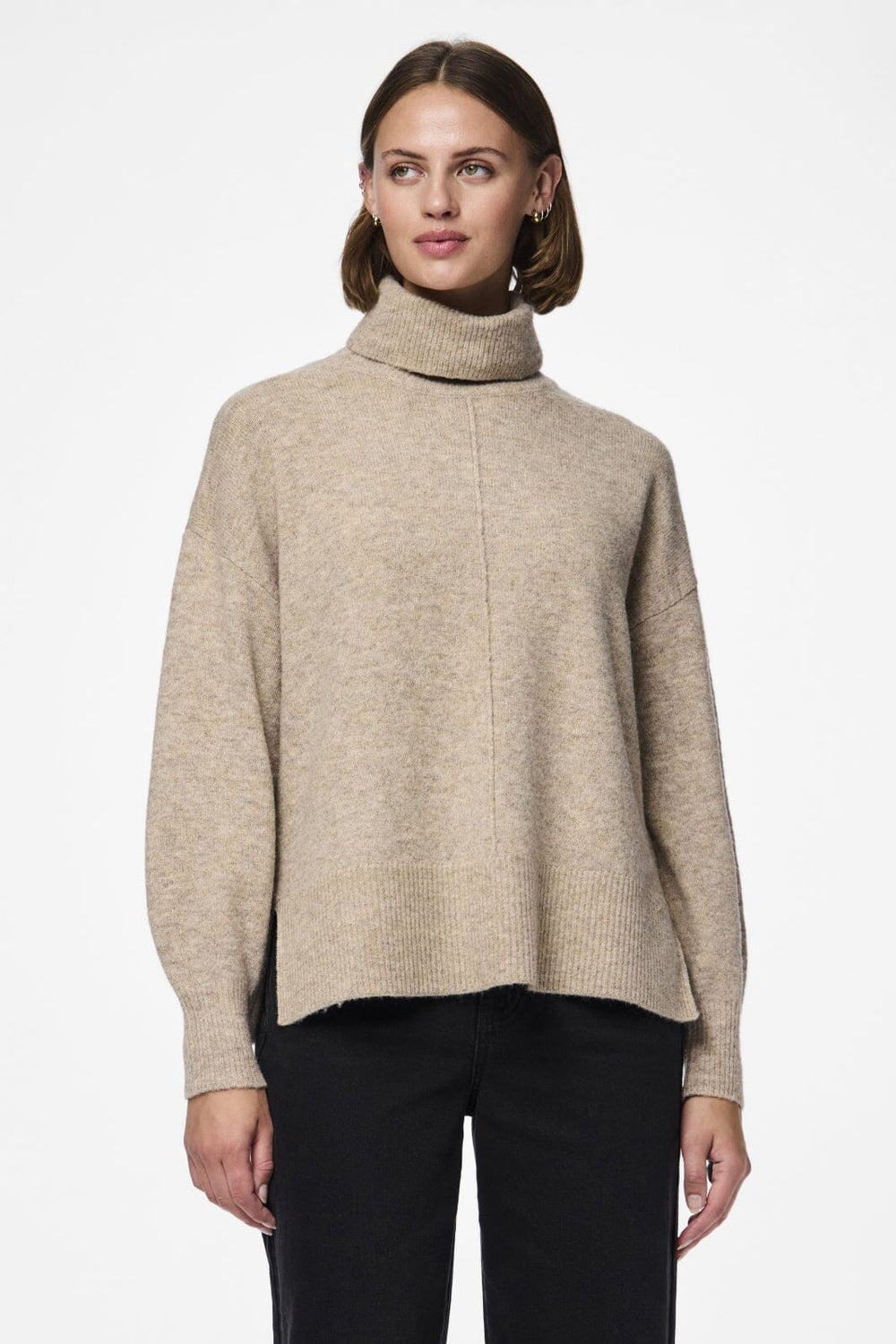 Pieces - Pcmalou Ls Rollneck Knit - 4550247 Taupe Gray Melange