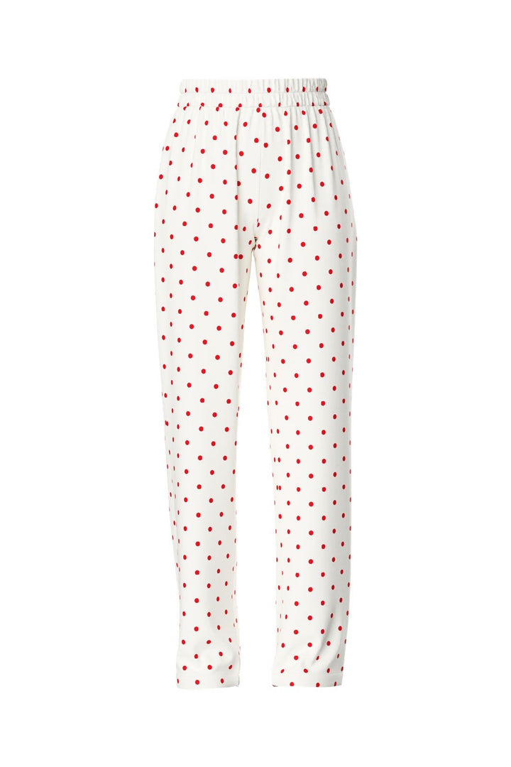 Pieces - Pcmalou Straight Pant - 4726122 Bright White High Risk Red Dots