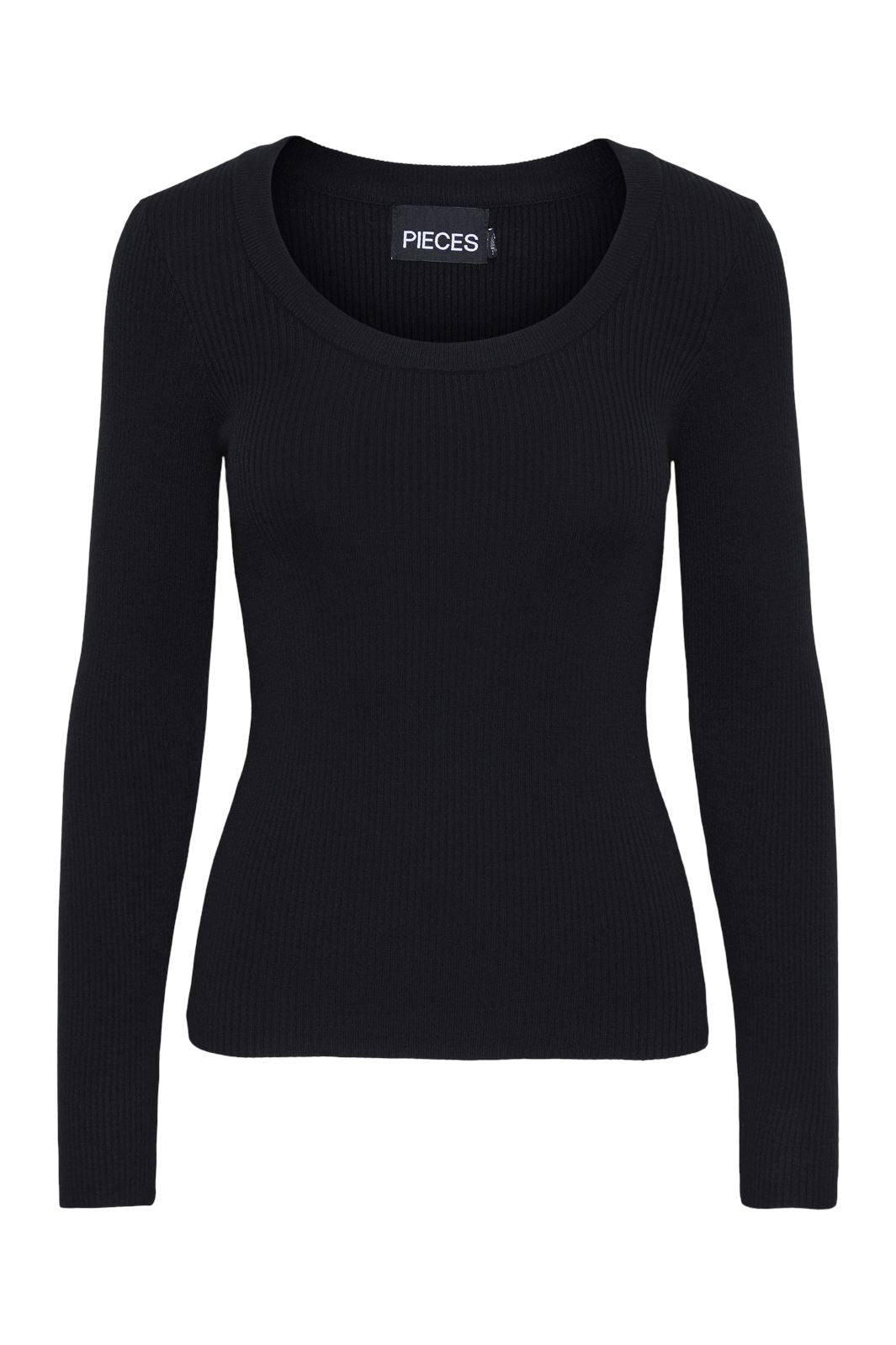 Pieces - Pcmira Ls U-Neck Knit - 4542915 Black