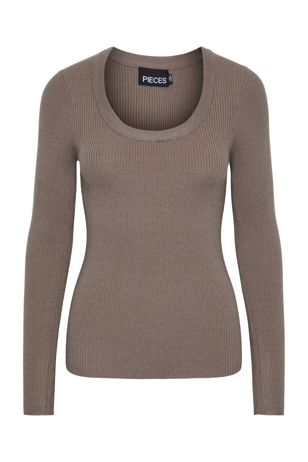 Pieces - Pcmira Ls U-Neck Knit - 4542917 Fossil