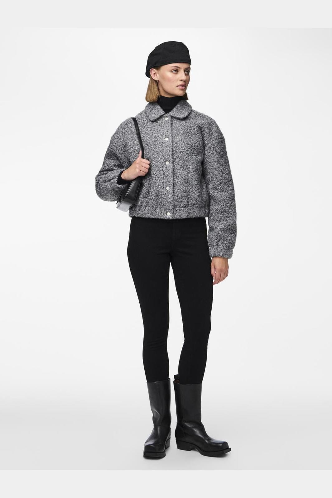 Pieces - Pcnadia Short Jacket - 4563149 Medium Grey Melange