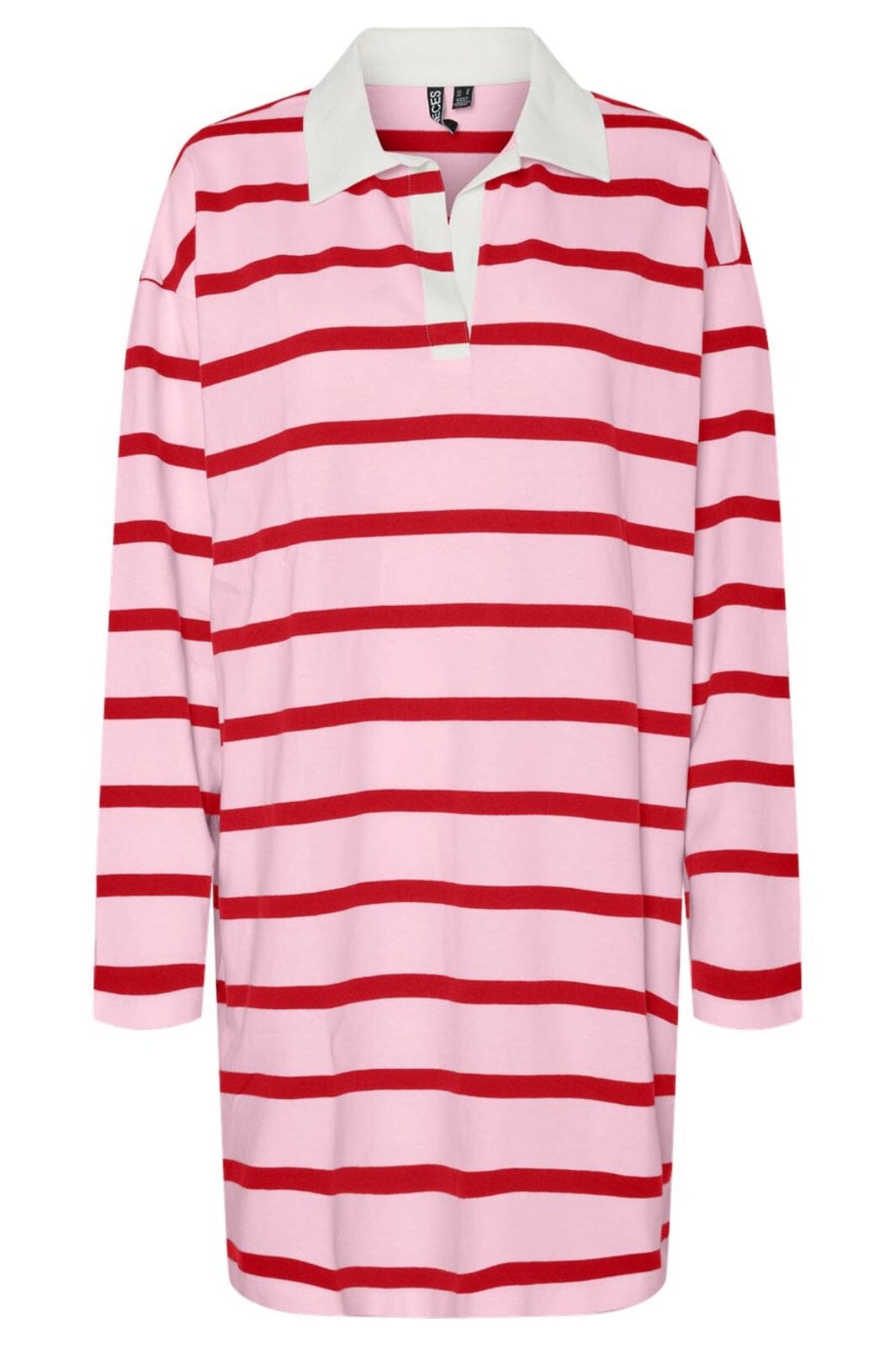 Pieces - Pcnaja Ls Short Polo Dress Fsy 17160236 - 4838085 - Pink-A-Boo High Risk Red Kjoler 