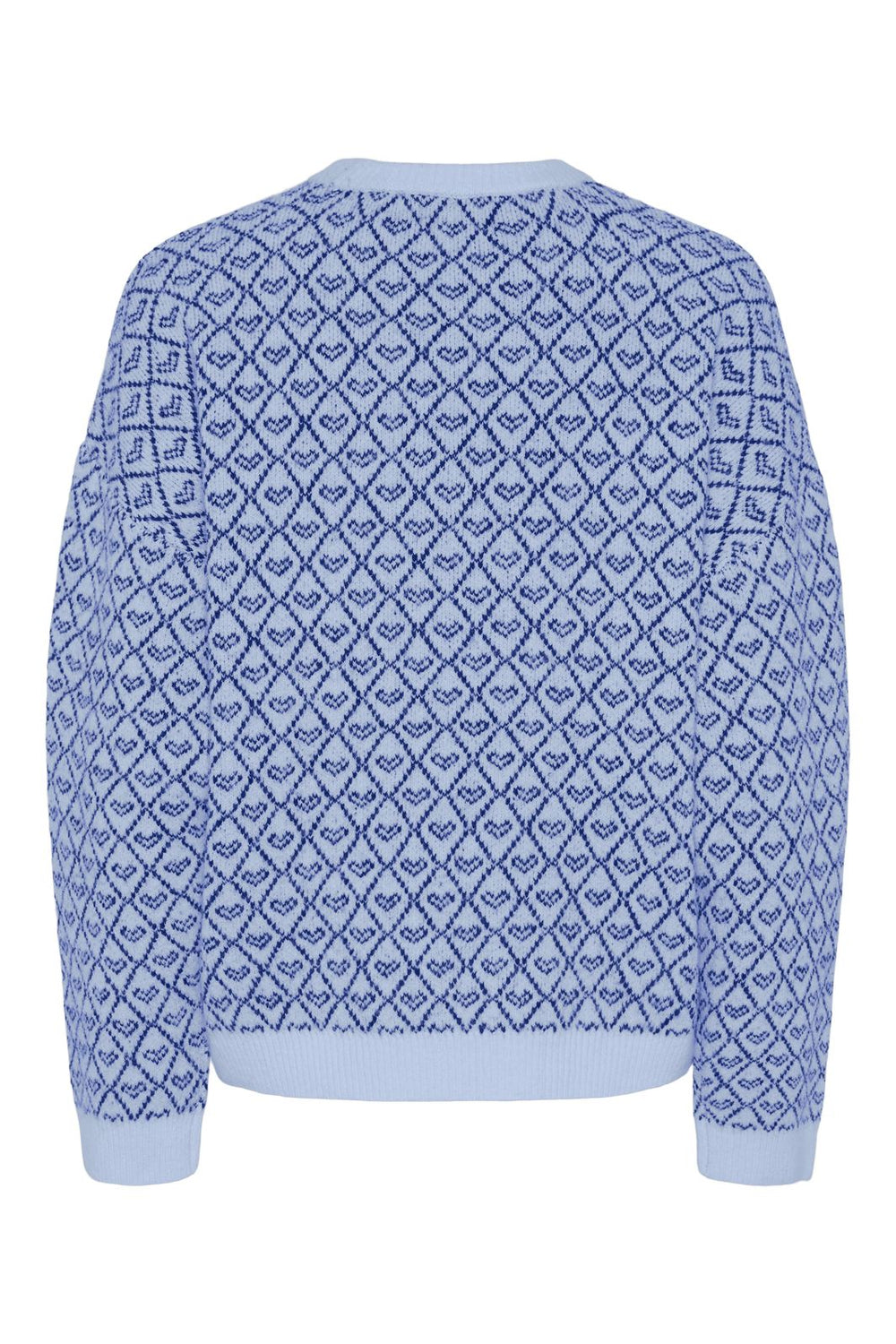 Pieces - Pcnavi Ls O-Neck Knit Mm - 4738800 Cashmere Blue Surf The Web Hearts