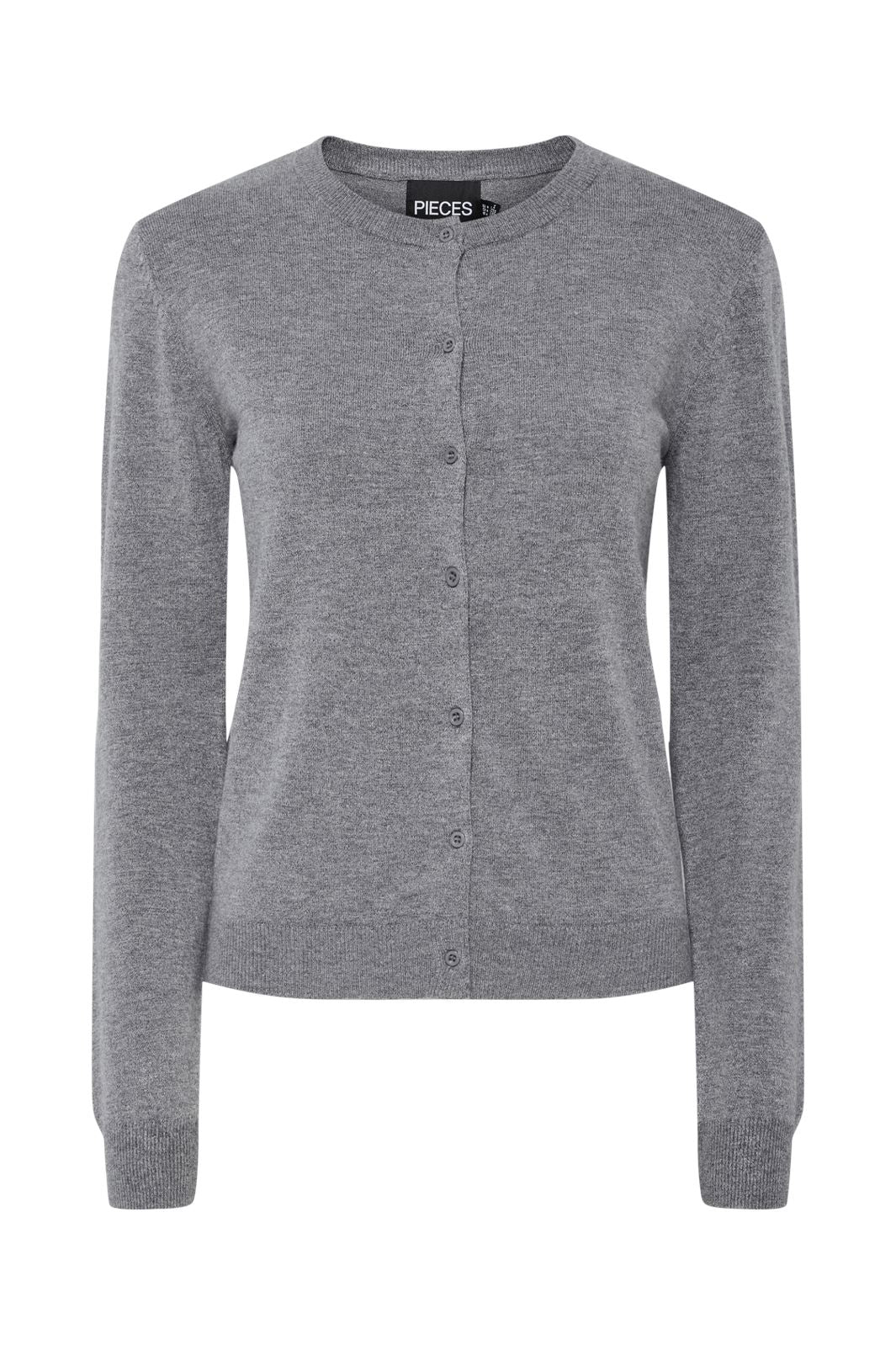 Pieces - Pcnora Ls O-Neck Knit Cardigan - 4640539 Medium Grey Melange