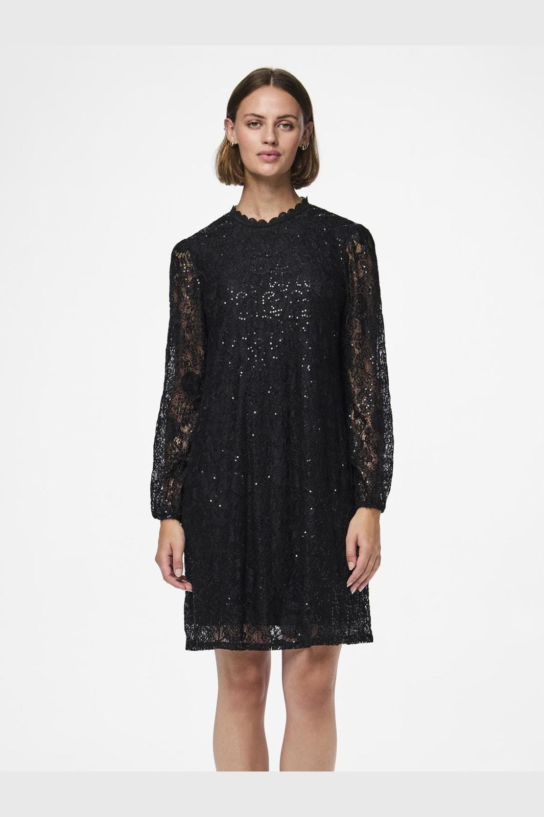 Pieces - Pcolline Ls Lace Sequins Dress Cp - 4567434 Black