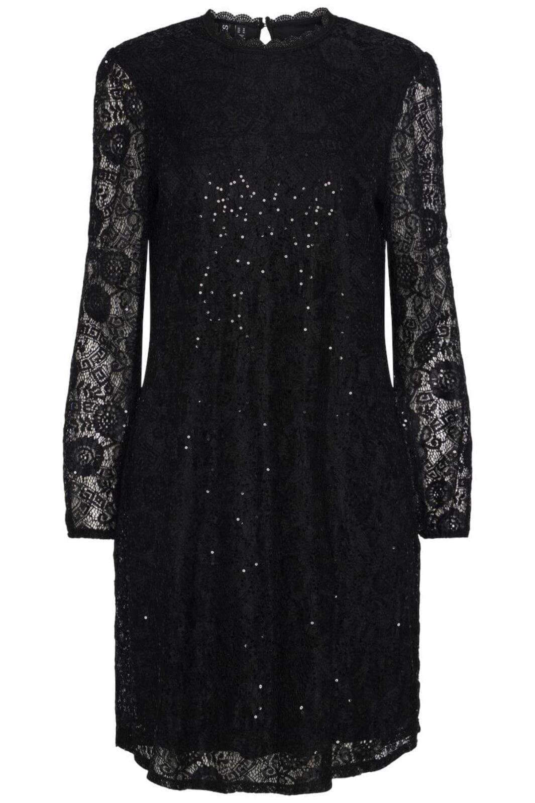 Pieces - Pcolline Ls Lace Sequins Dress Cp - 4567434 Black Kjoler 