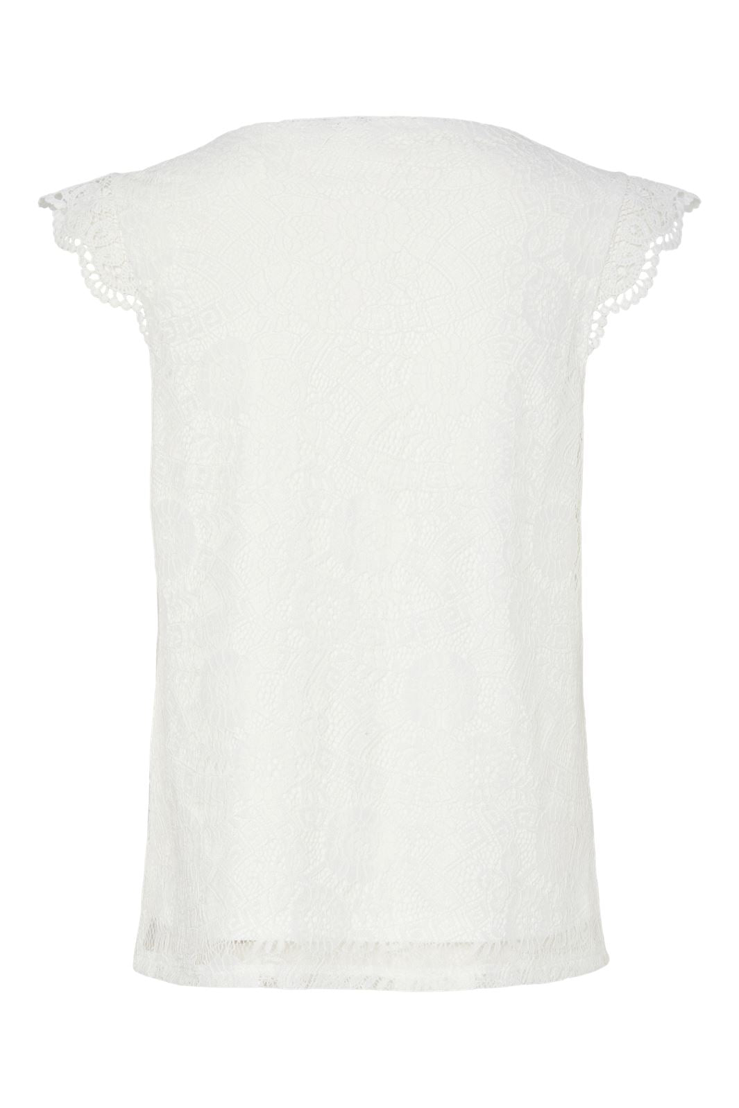 Pieces - Pcolline Sl Lace V-Neck Top 17154614 - 4642036 - Cloud Dancer