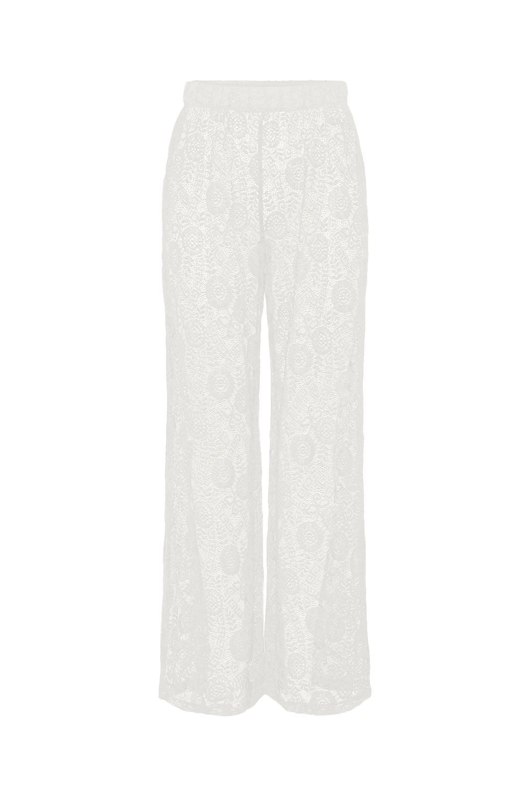 Pieces - Pcolline Wide Lace Pants - 4634037 Cloud Dancer