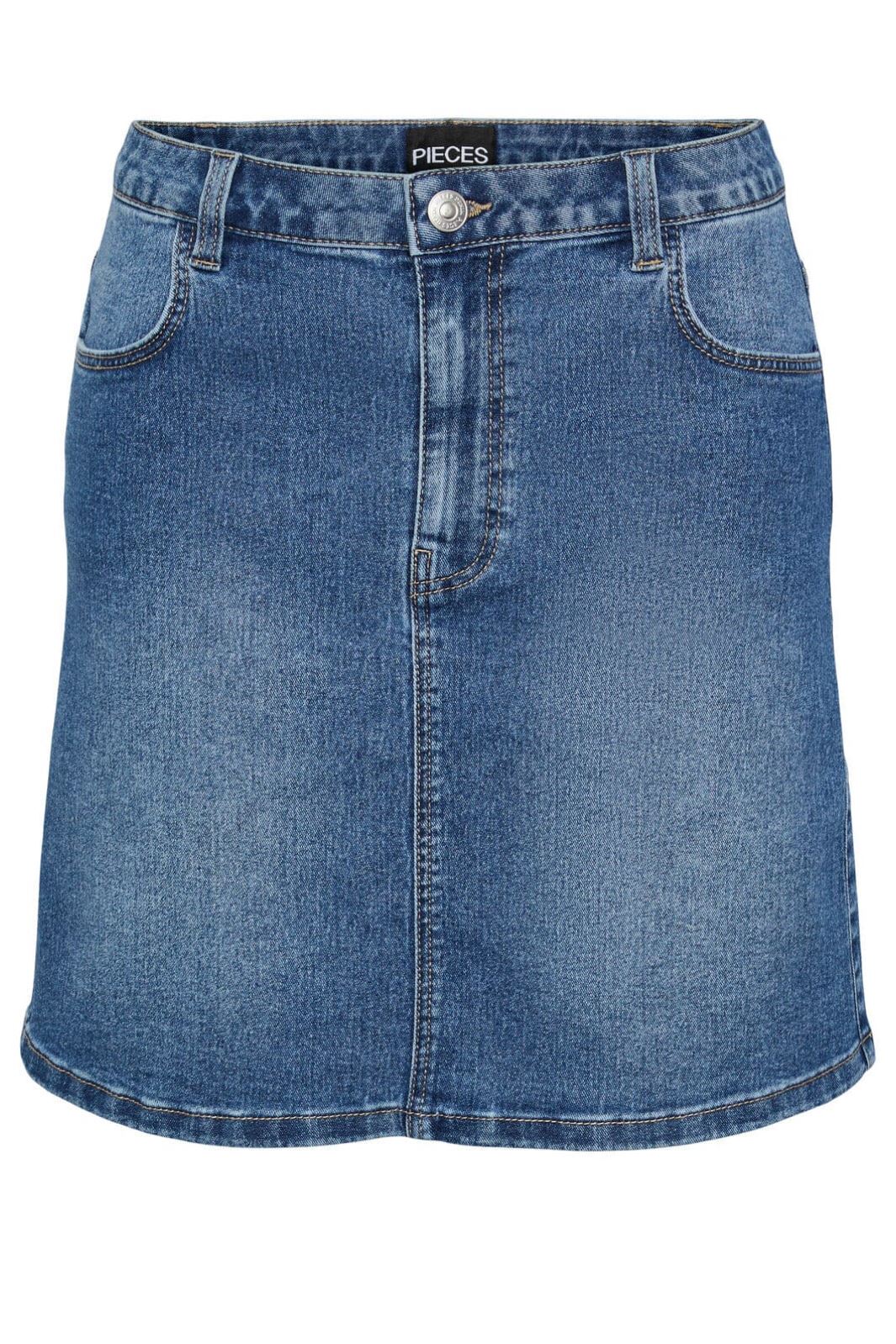 Pieces - Pcpeggy Denim Skirt Cp - 4397179 Medium Blue Denim Nederdele 