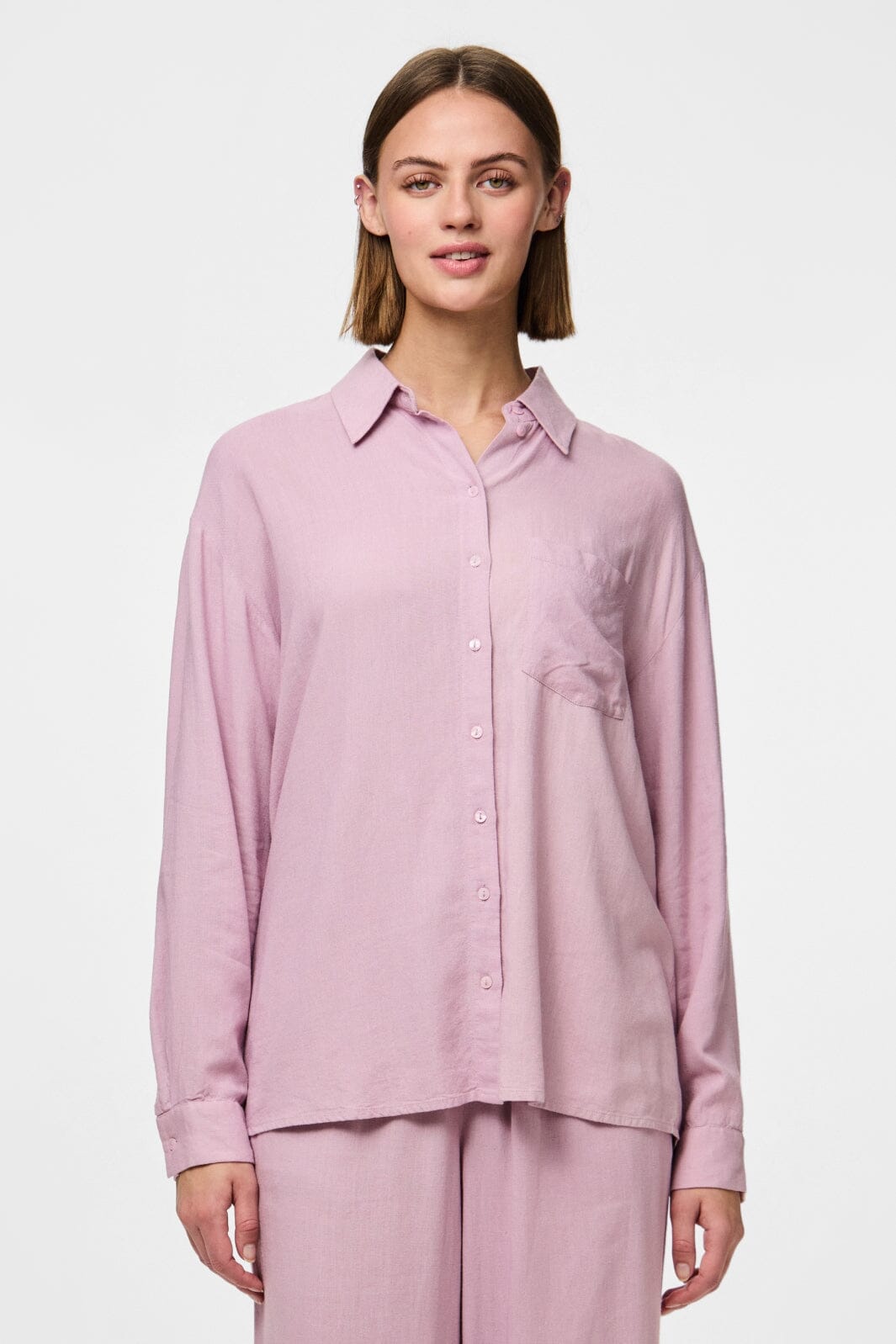 Pieces - Pcpia Ls Loose Shirt - 4648859 Dawn Pink