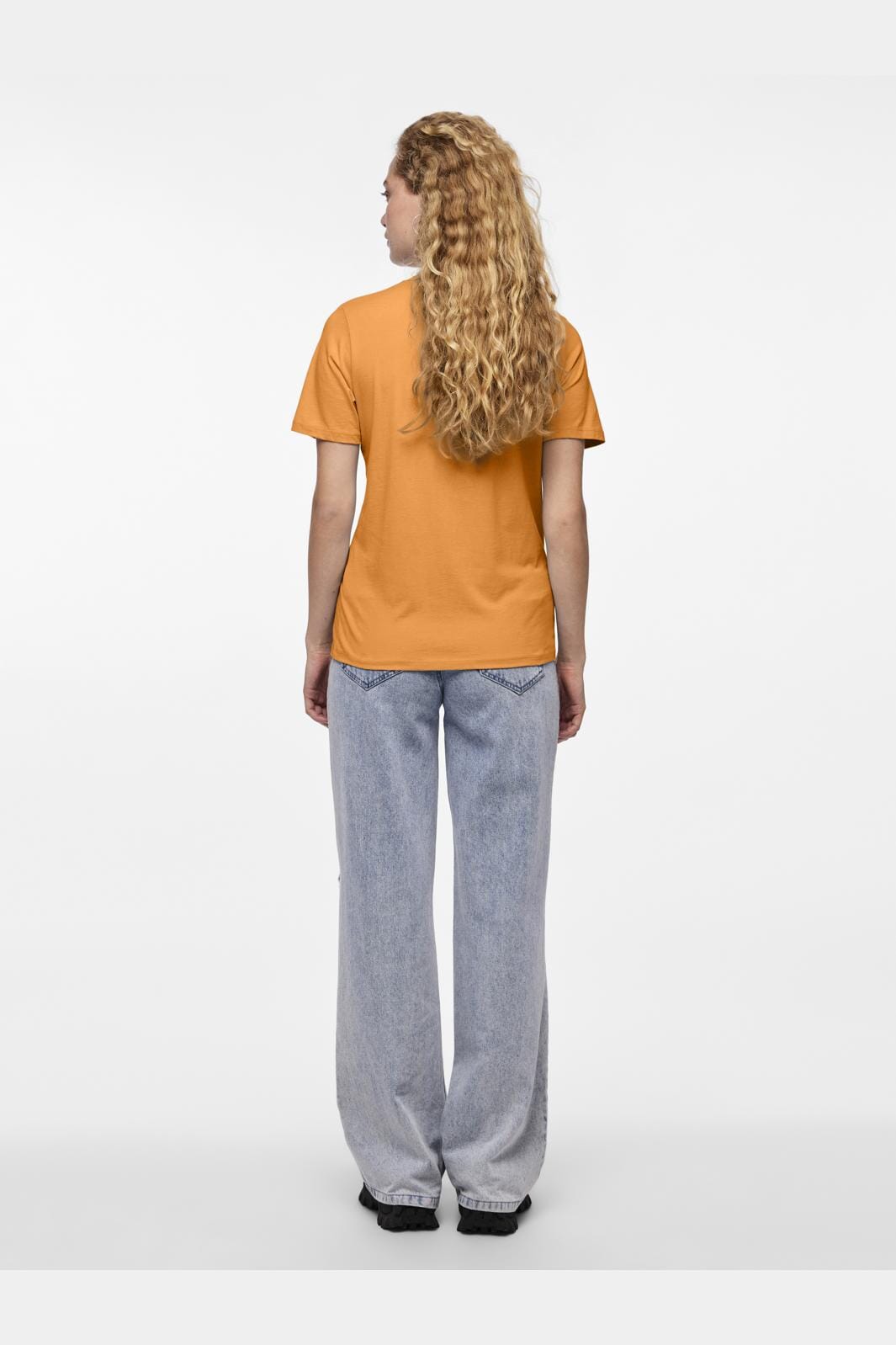 Pieces - Pcria Ss Solid Tee - 4386929 Tangerine