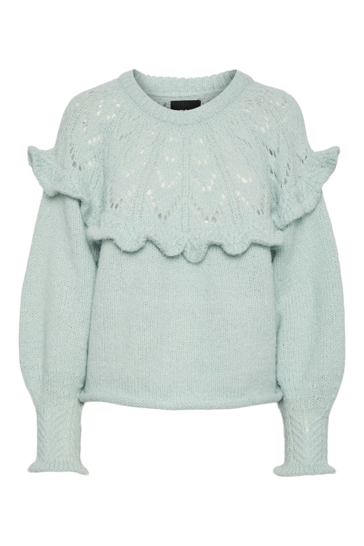 Pieces - Pcrikka Ls Oneck Knit - 4628720 Mist Green