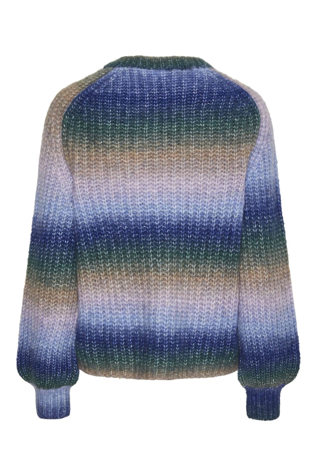 Pieces - Pcsillo Ls O-Neck Rainbow Knit Mm - 4526456 Silver Mink Trekking Green/Bellwether Blue/Hydrangea/Pink Lavender