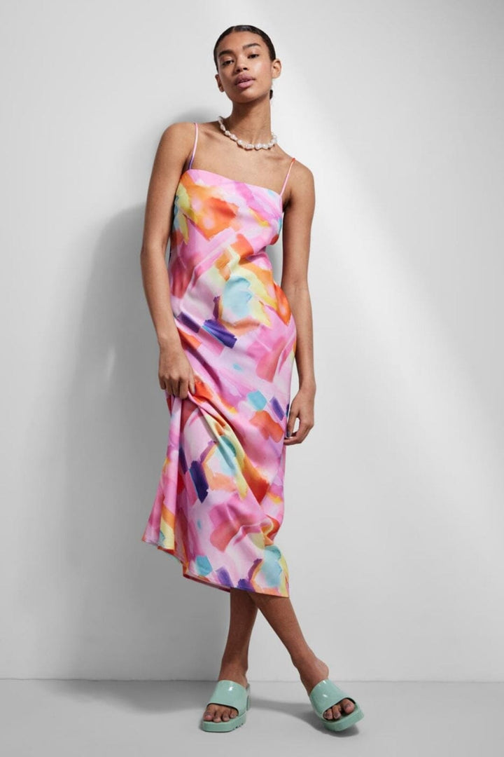 Pieces - Pcsummer Midi Slip Dress Dmo - 4329111 Begonia Pink Abstract Kjoler 