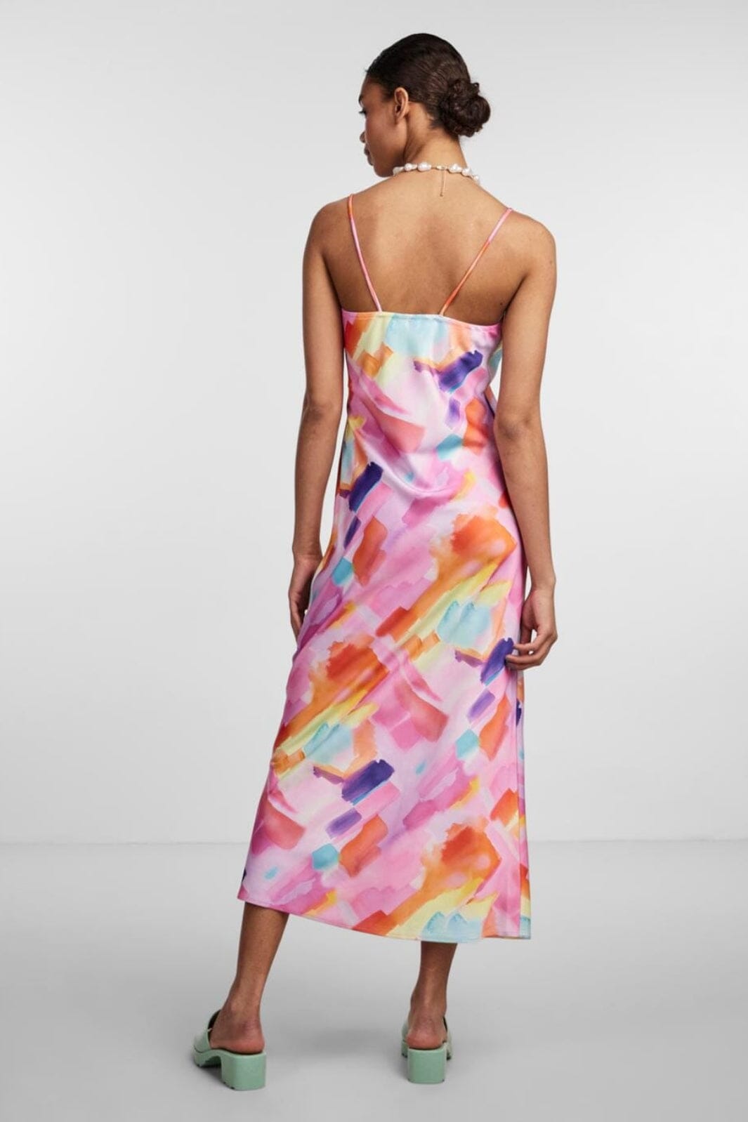 Pieces - Pcsummer Midi Slip Dress Dmo - 4329111 Begonia Pink Abstract Kjoler 