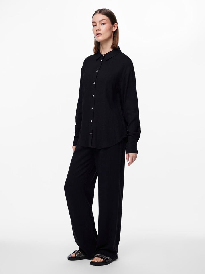 Pieces - Pcvinsty Ls Shirt - 4396246 Black Skjorter 