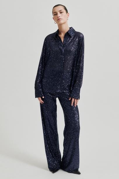 Second Female - Moonshine Slim Shirt 59043 - Night Sky Bluser 