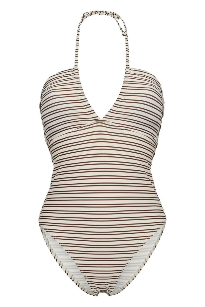 Sofie Schnoor - S242351 Swimsuit - Brown Striped Badedragter 