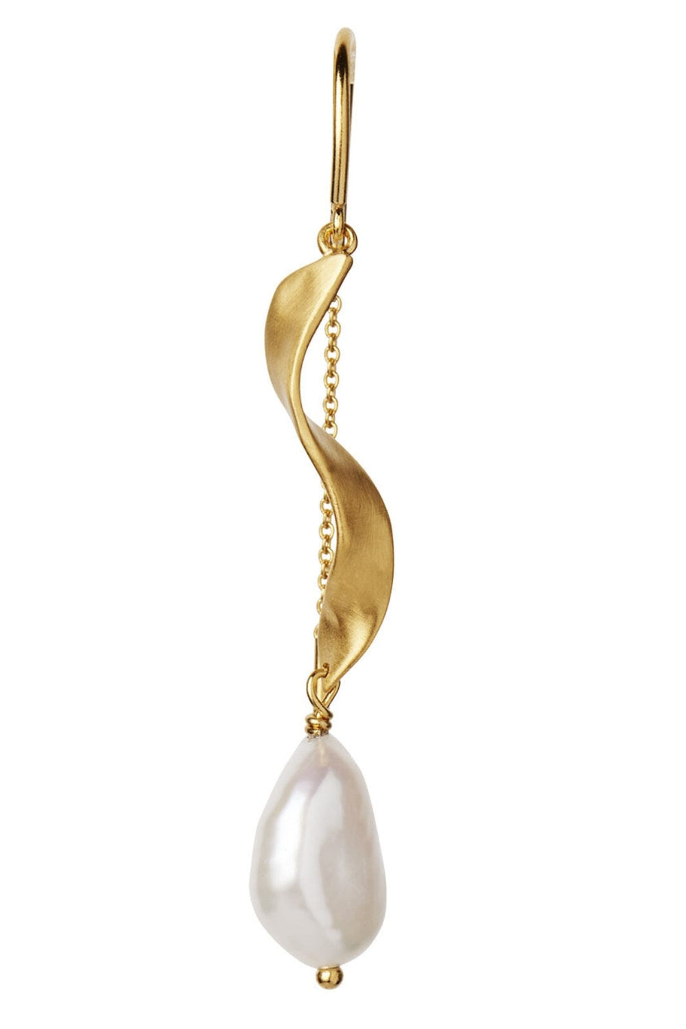 Stine A - Long Twisted With Baroque Pearl Earring Gold - 1271-02-S Øreringe 