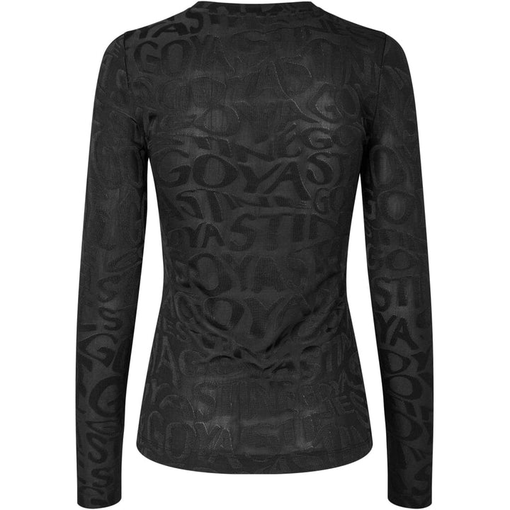 Stine Goya - Elastic Long Sleeve Top, 2296 Logo Jersey - Liquified Logo Bluser 