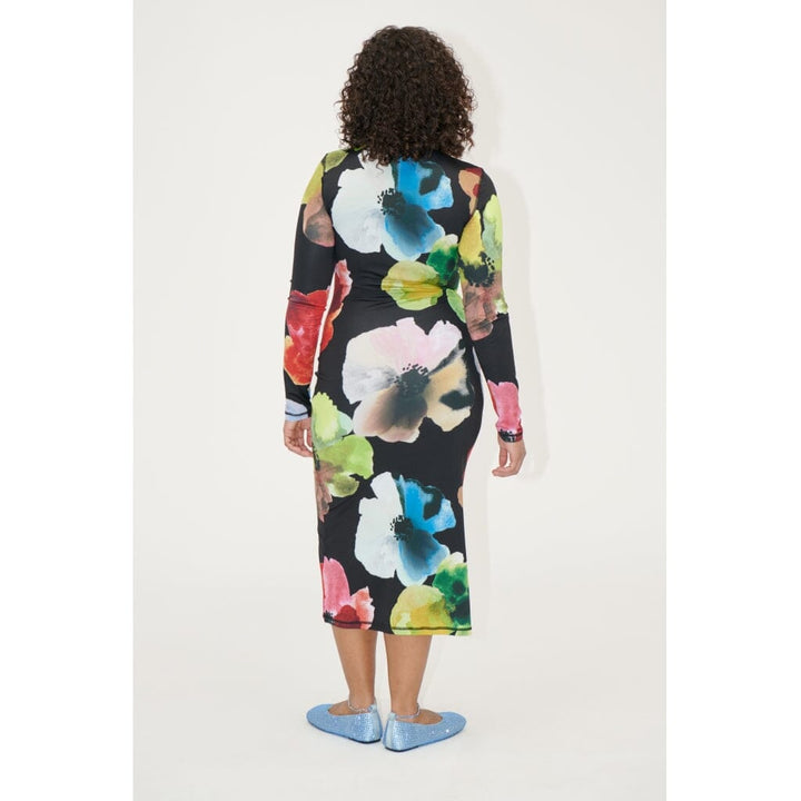 Stine Goya - Pullover Long Sleeve Midi Dress, 2244 Stocking Jersey - Watercolor Bloom Kjoler 