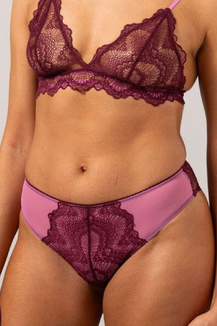 Understatement Underwear - Lace Cheeky - Burgundy / Candy Pink Underbukser 