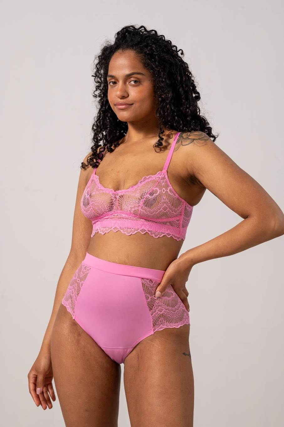 Understatement Underwear - Lace Period Highwaist Briefs - Candy Pink Underbukser 