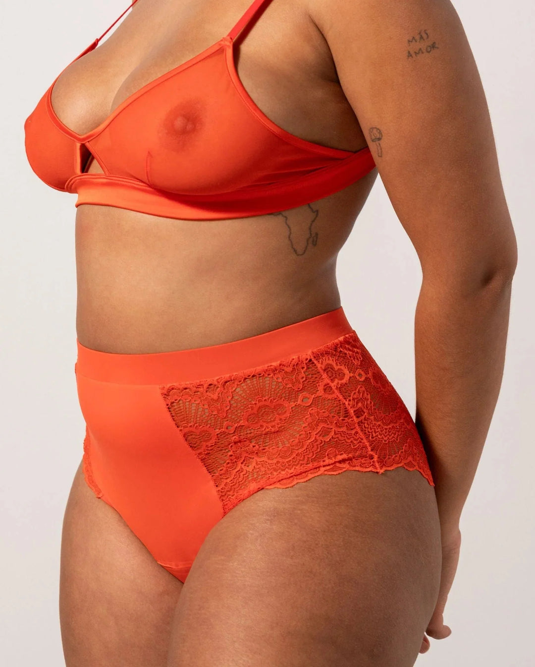 Understatement Underwear - Lace Period Highwaist Briefs - Fiery Red Underbukser 