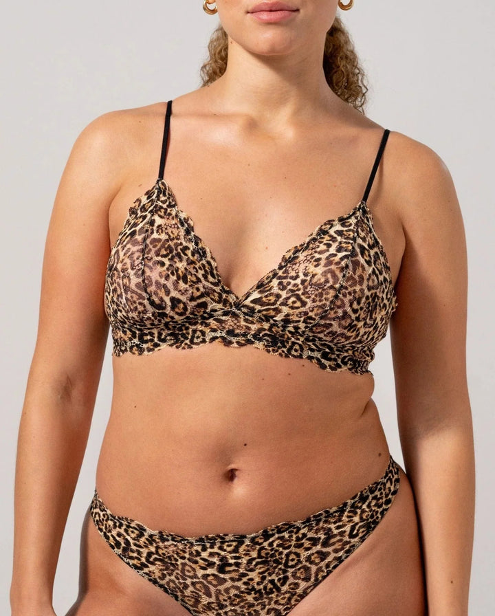 Understatement Underwear - Lace Triangle Bralette - Leopard BH 