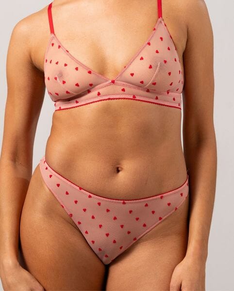 Understatement Underwear - Mesh Bikini Briefs - Pale Pink/Deep Red Underbukser 