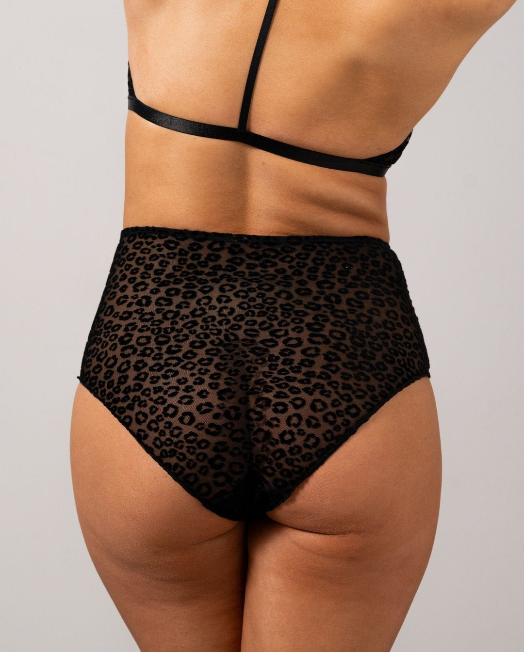 Understatement Underwear - Mesh Highwaist Briefs - Black Leopard Underbukser 