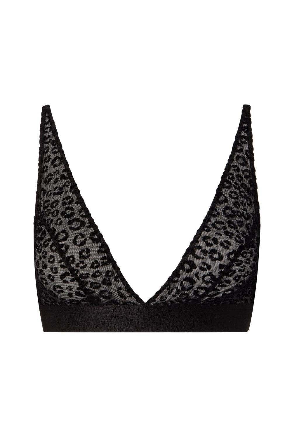 Understatement Underwear - Mesh Plunge Bralette - Black Leopard Underbukser 