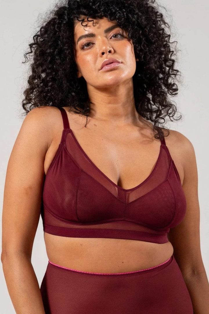 Understatement Underwear - Mesh Support+ Bralette - Burgundy BH 