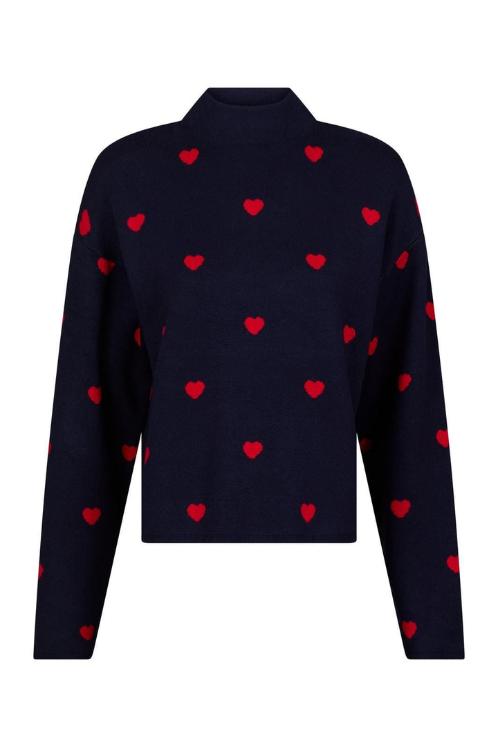 Valentin Studio - Heart Knit Blouse - Navy Strikbluser 